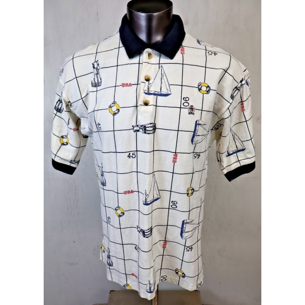 Mens Siegfried Short Sleeve Polo Shirt Size XL Vintage Sailing USA Yatching
